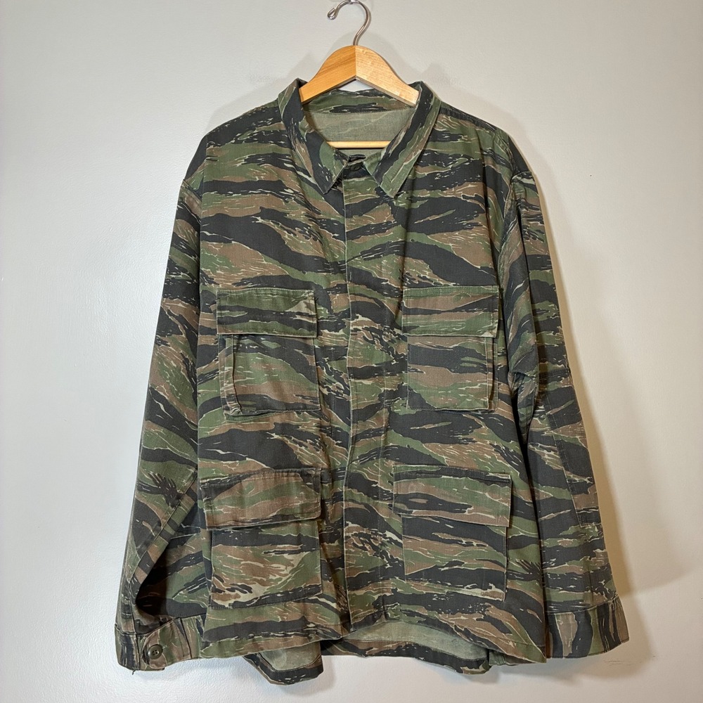 Vintage MSI International Tiger Stripe Camo Field Jacket Mens XL Made in USA